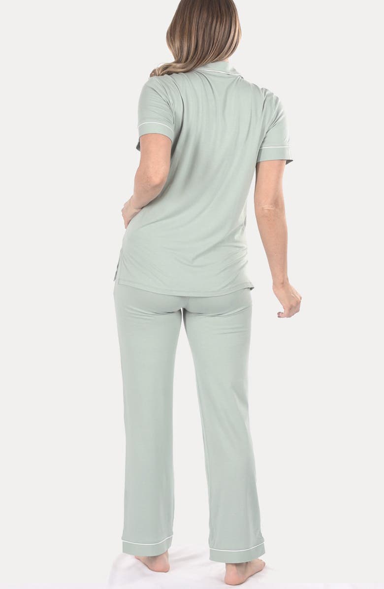 Angel Maternity Short Sleeve Maternity Pajamas, Alternate, color, Sage Green