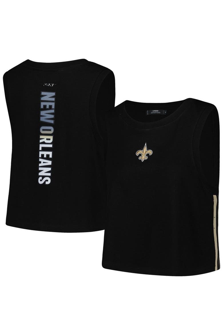 Women's Pro Standard  Black New Orleans Saints Ombre Wordmark Classic Cropped Tank Top, Main, color, Black
