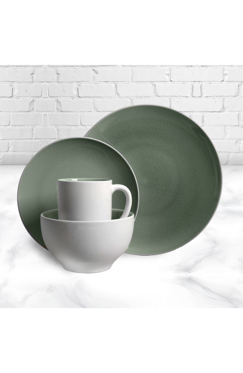 Gibson Elite Serenity 16-Piece Dinnerware Set, Grey, Alternate, color, Green
