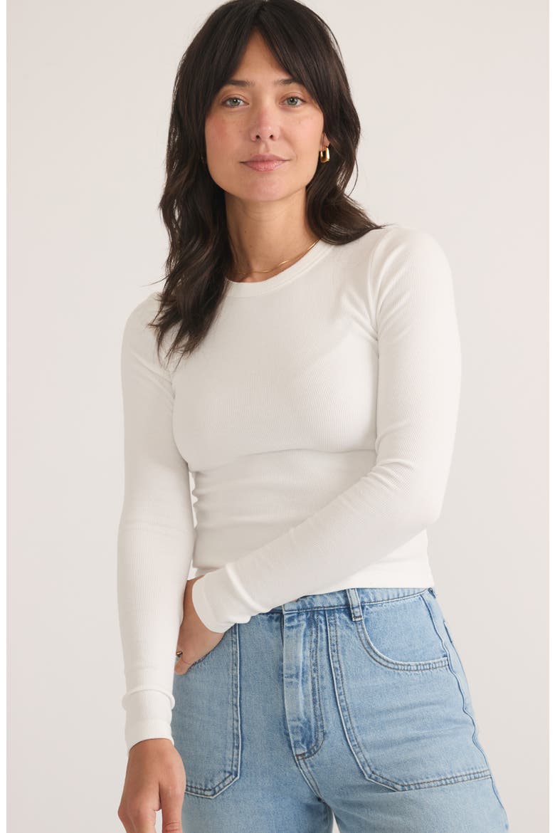 Lexi Sun-In Rib Long Sleeve T-Shirt, Alternate, color, WHITE