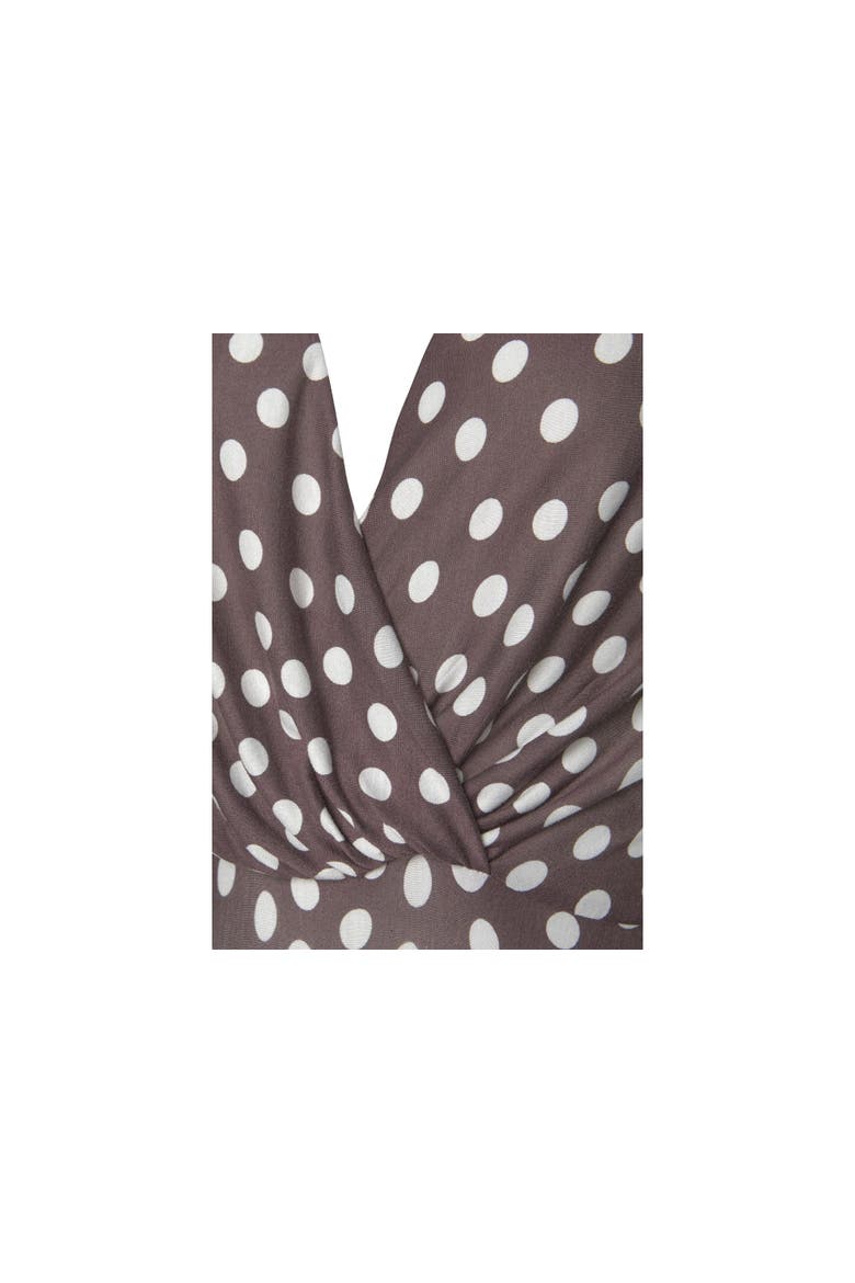 Polka Dot V-Neck Dress, Alternate, color, Brown Multi