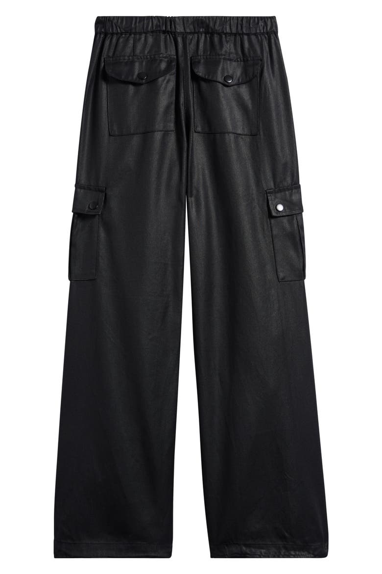 Kids' Coated Cargo Pants, Alternate, color, BLACK LEATHER