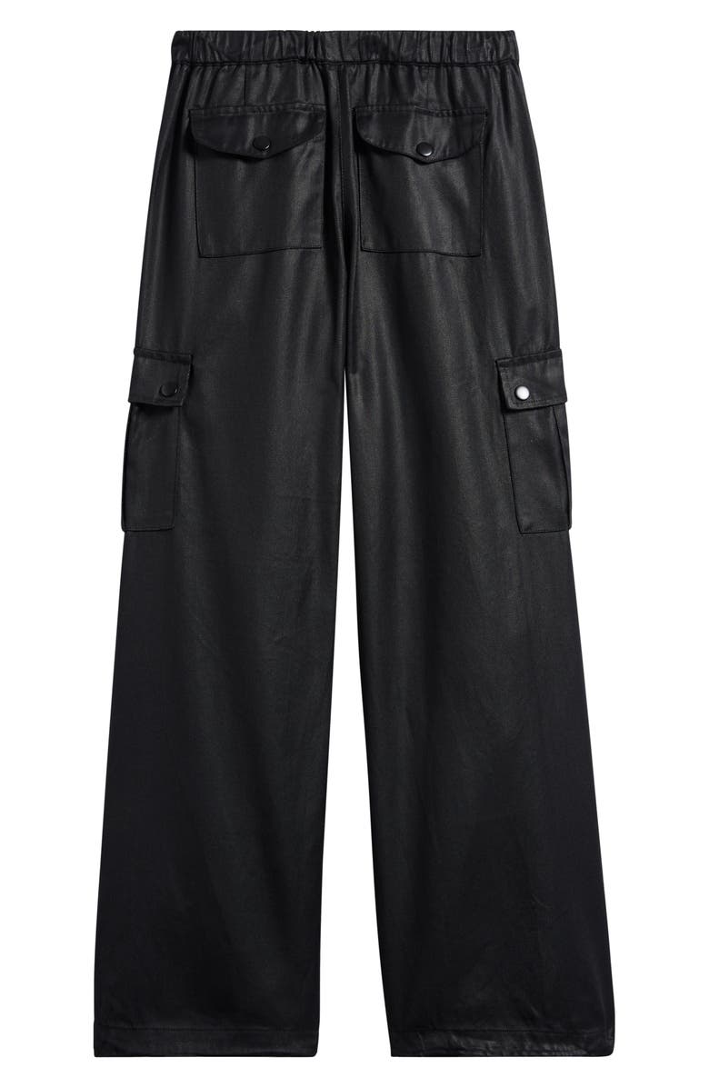 Tractr Kids' Coated Cargo Pants, Alternate, color, Black Leather