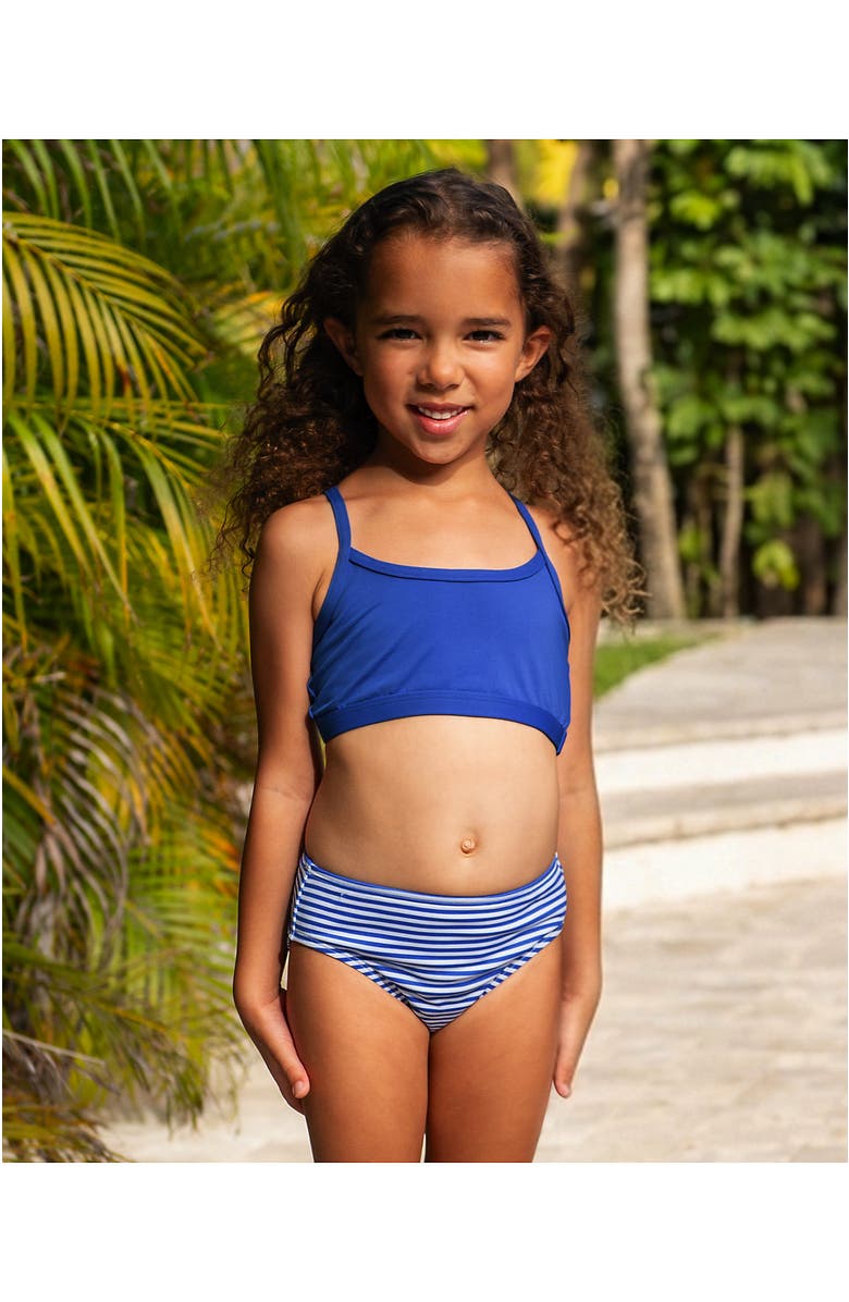 Lands' End Girls Chlorine Resistant Short Sleeve Rash Guard Swim Top and Bikini Set, Main, color, Red/White/Blue Floral