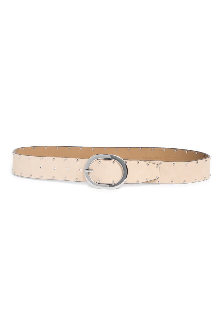Montana Studded Suede Belt, Main, color, BEIGE PARCHMENT