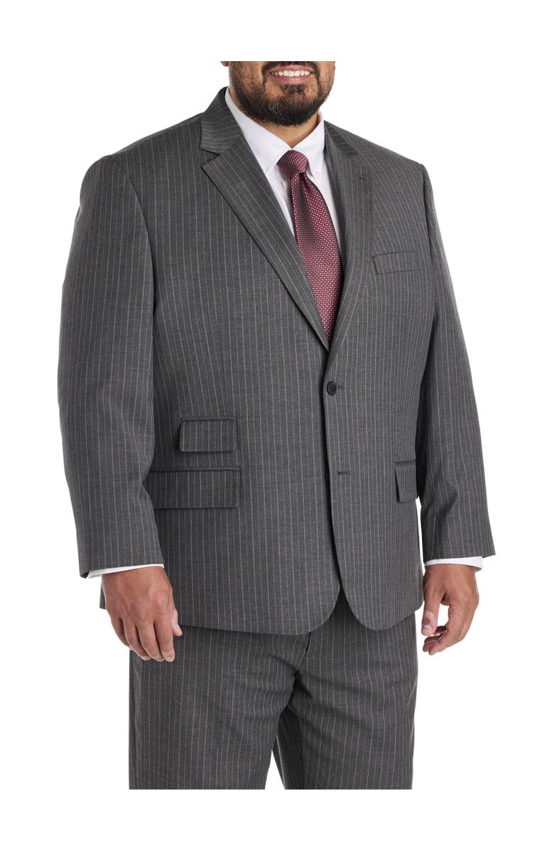 Oak Hill by DXL Big & Tall Jacket Relaxer Pinstripe Suit Jacket, Main, color, Grey