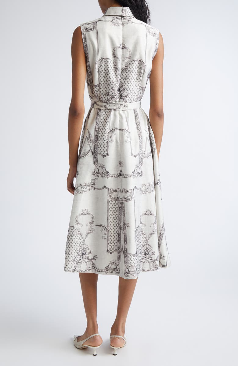 Max Mara Ambuto Print Sleeveless Fit & Flare Dress, Alternate, color, Ivory