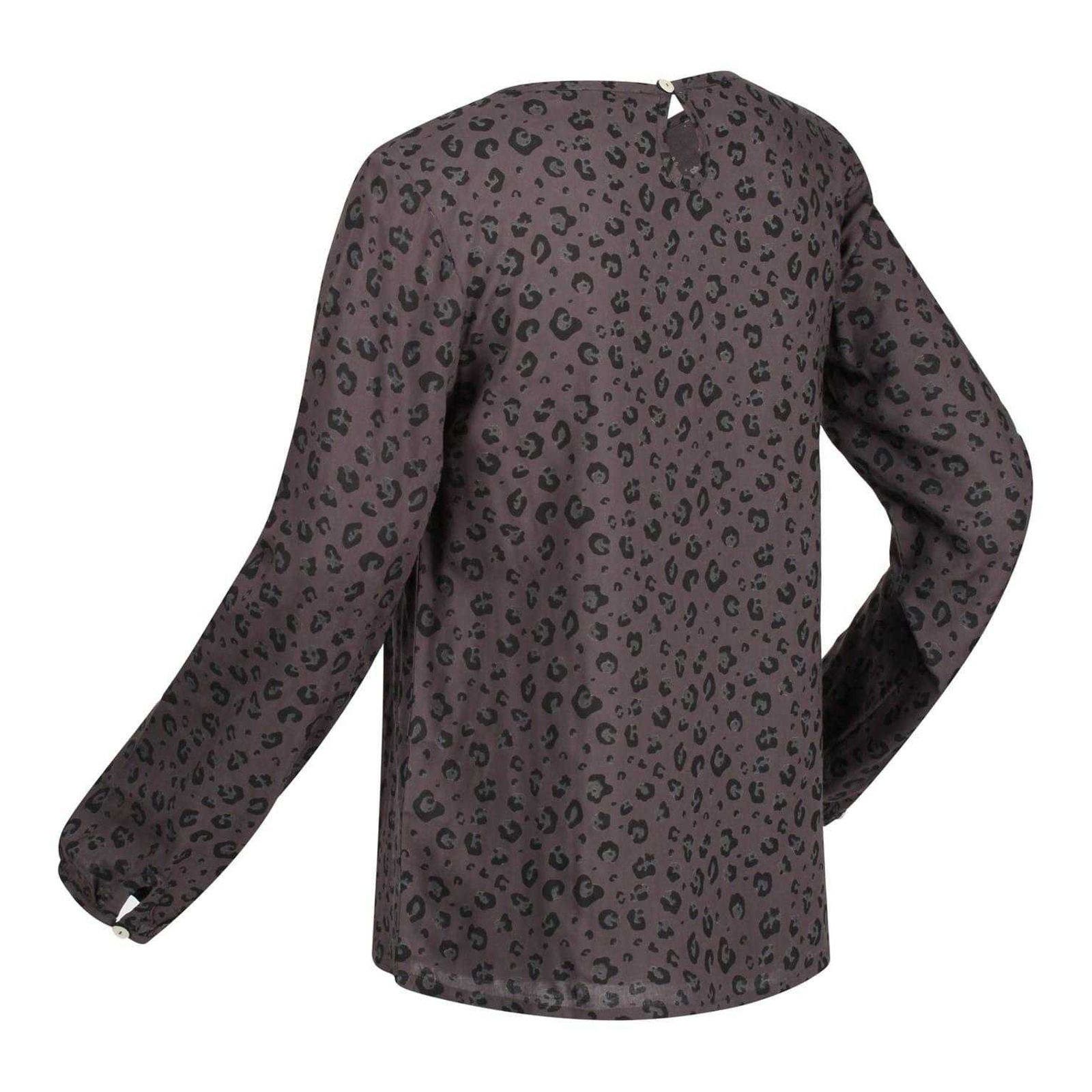 Regatta Hadria Leopard Print Keyhole Long-sleeved Blouse (Women ...