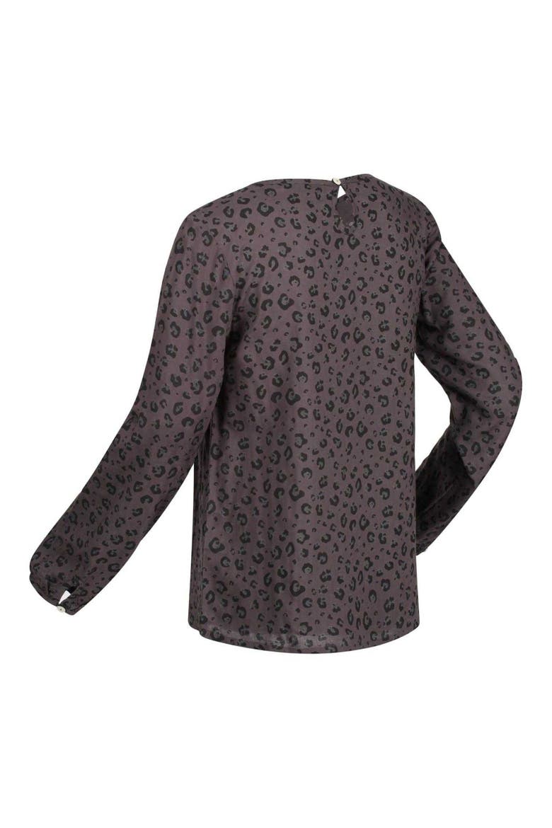Hadria Leopard Print Keyhole Long-sleeved Blouse, Alternate, color, Black