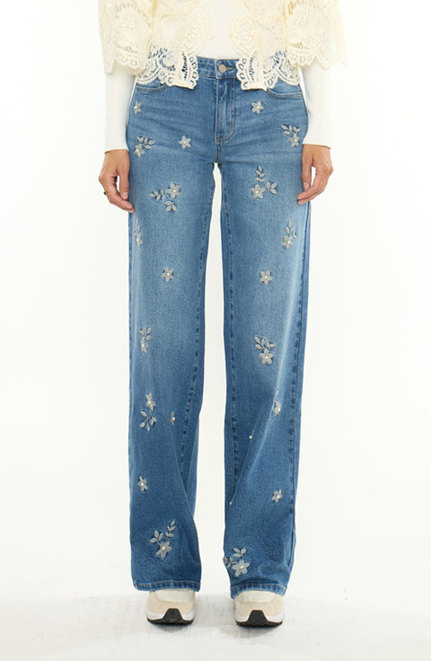 Kimberly Mid Rise Wide Leg Jeans