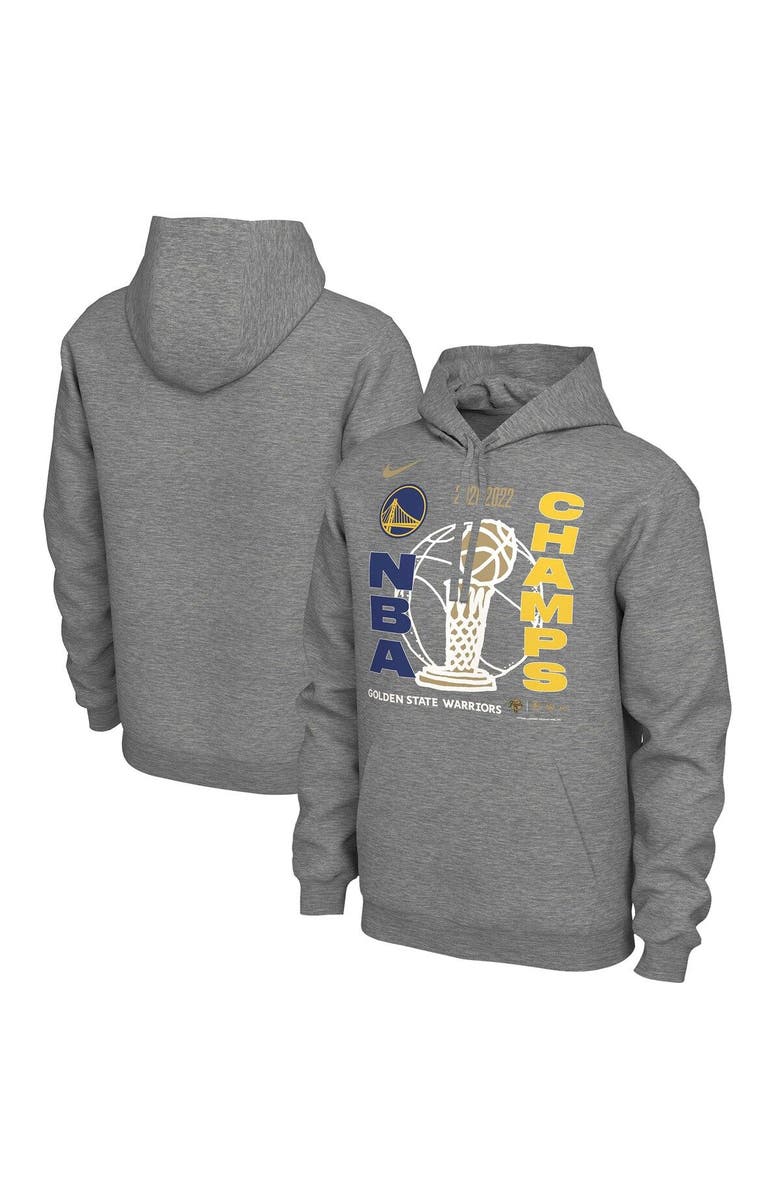 Nike Men's Nike Heathered Gray Golden State Warriors 2022 NBA Finals Champions Locker Room Pullover Hoodie, Main, color, 