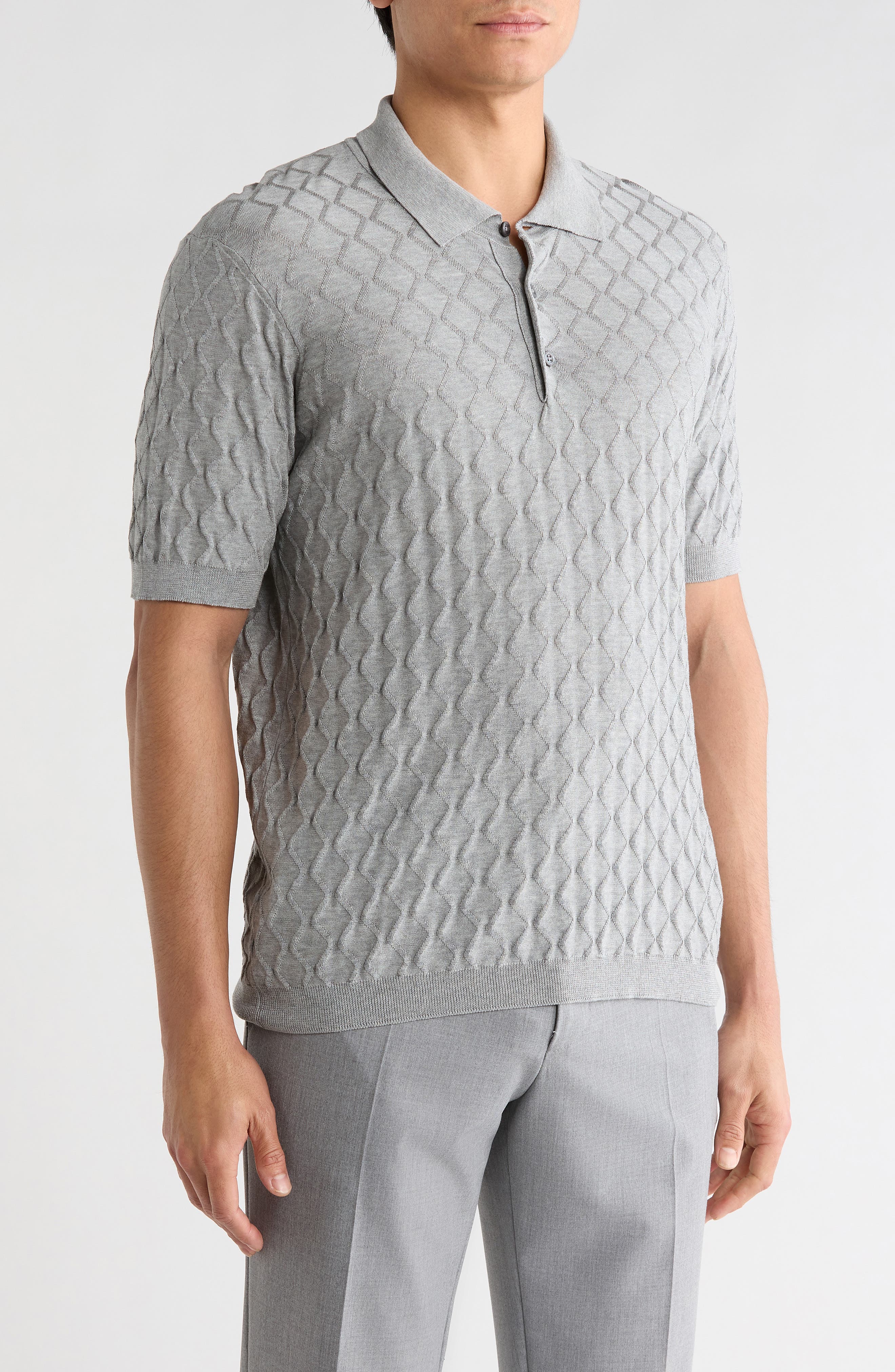 Мужские Jack Victor Dylan Cotton & Silk Jacquard Polo Sweater — фото 3