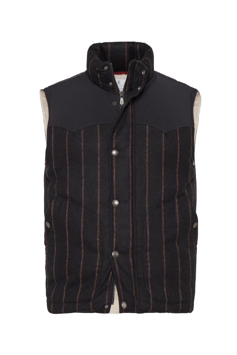 Chalk stripe down vest, Main, color, Black