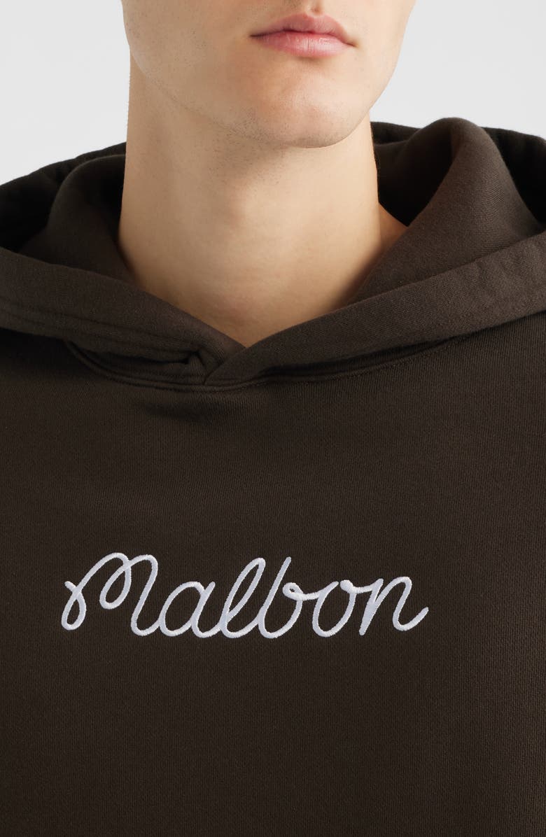 Malbon Golf Fesque Logo Embroidered Hoodie, Alternate, color, Brown