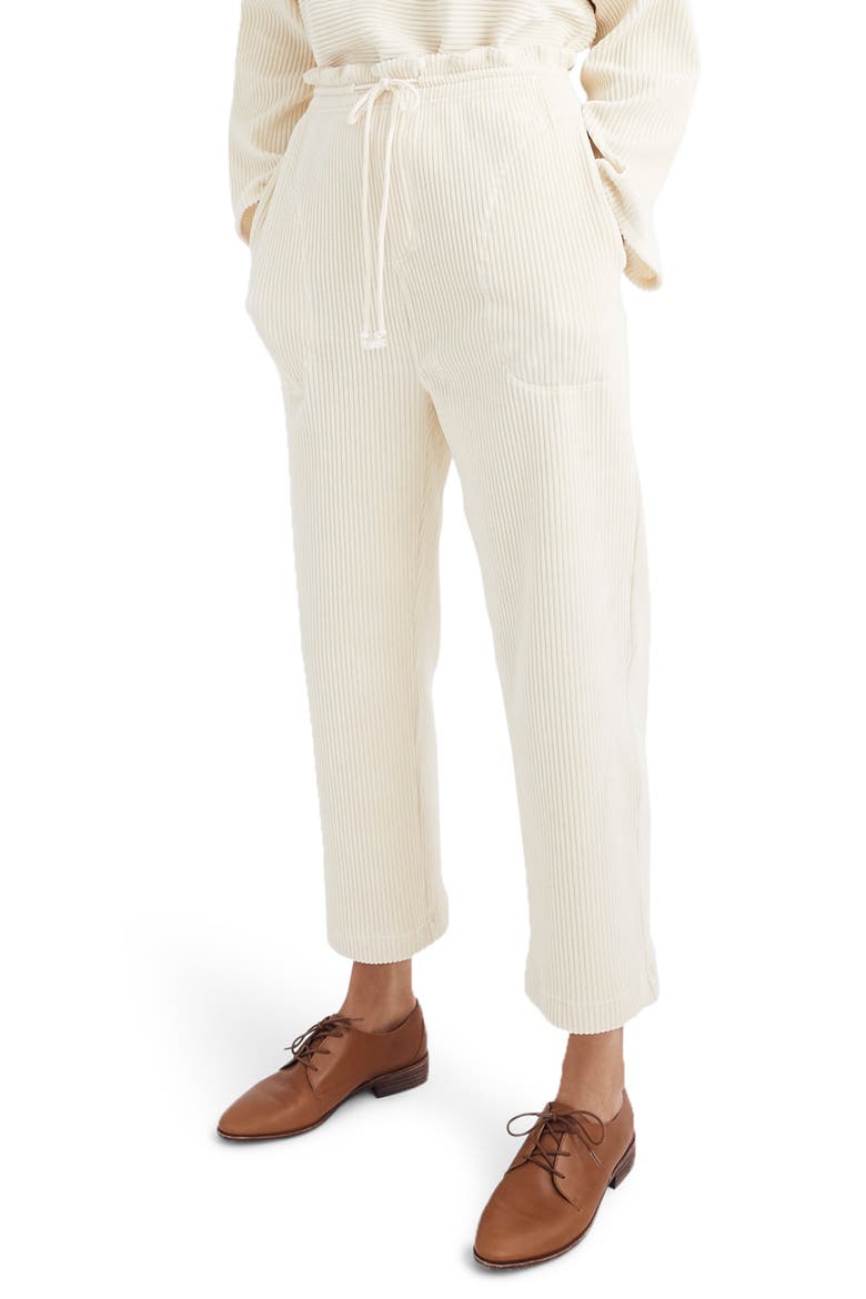 Texture & Thread Velour Corduroy Pants, Main, color, ANTIQUE CREAM