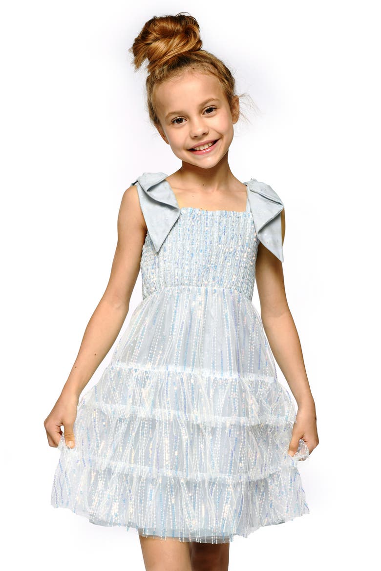 Kids' Tiered Sequin Party Dress, Alternate, color, BLUE MULTI