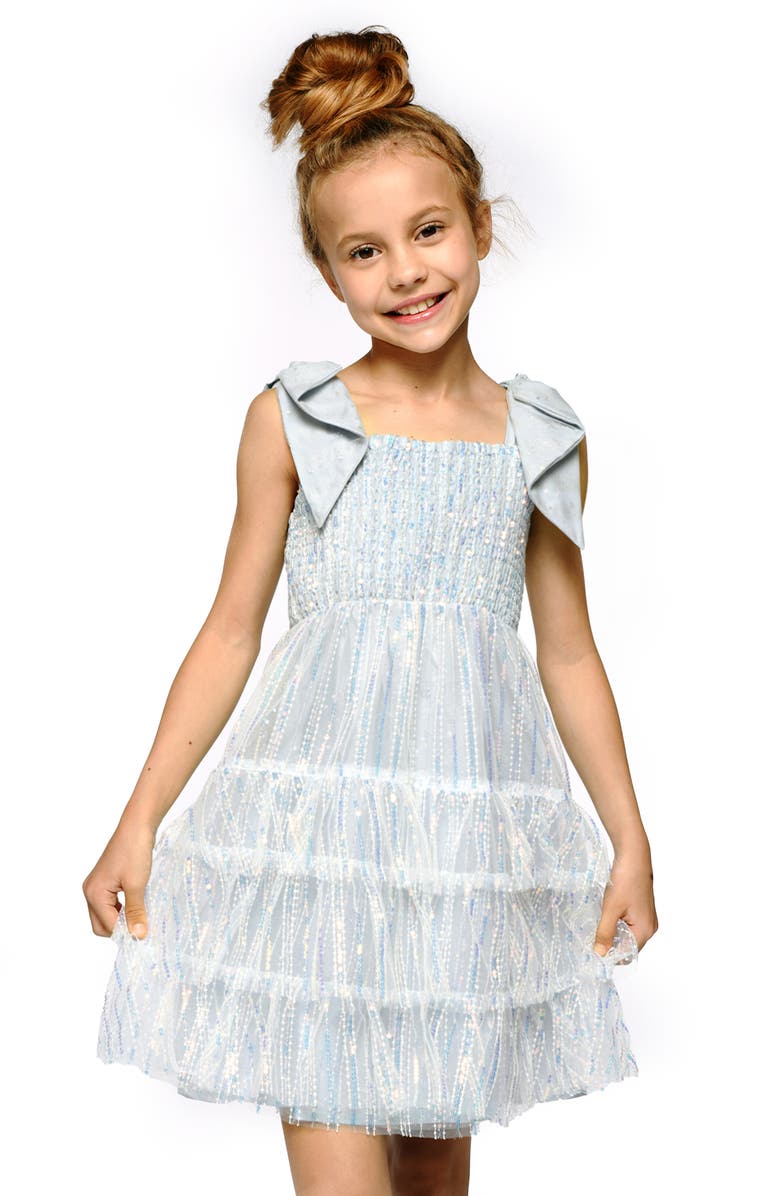 Hannah Banana Kids' Tiered Sequin Party Dress, Alternate, color, Blue Multi