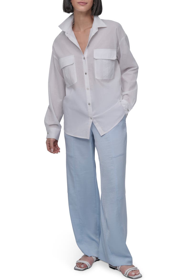 Cotton Voile Button-Up Shirt, Alternate, color, WHITE
