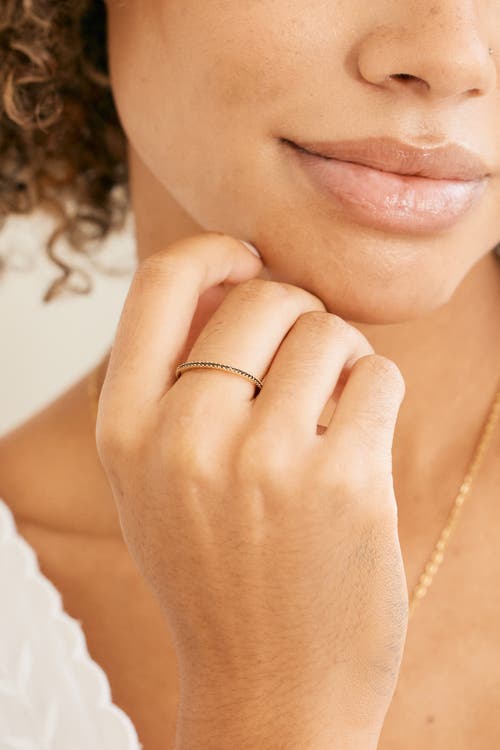 Mint & Lily Black Diamond Eternity Stacking Ring In Silver