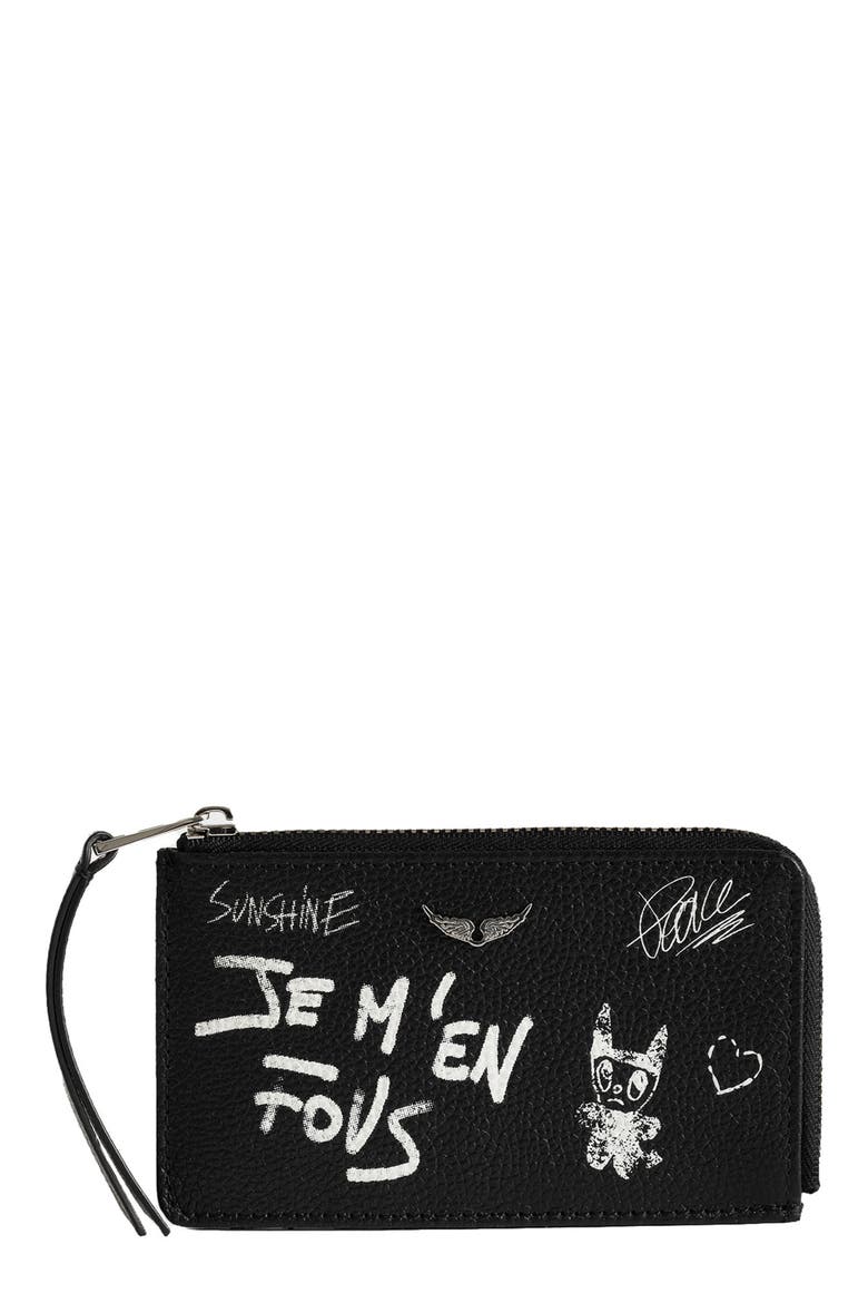Arty Tag Leather Card Case, Main, color, BLACK