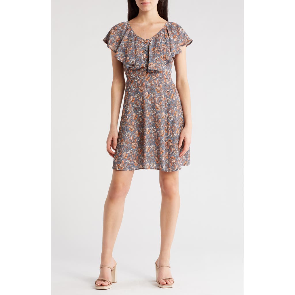 WISHLIST WISHLIST FLUTTER SLEEVE FIT-AND-FLARE DRESS