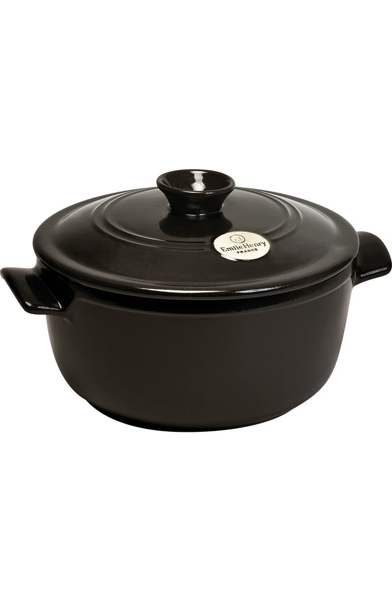 Emile Henry Flame Round Stewpot Dutch Oven, 2.6 Quart, Main, color, Charcoal