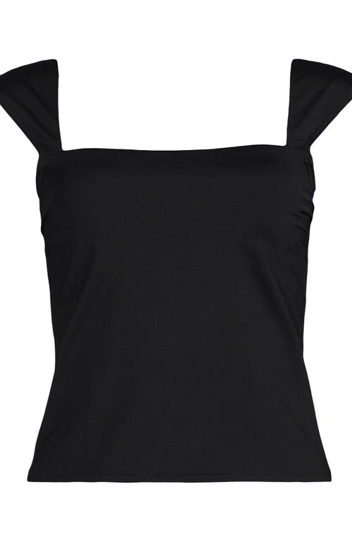 Lands' End Womens Square Neck Underwire Square Back Tankini Swimsuit Top In Black