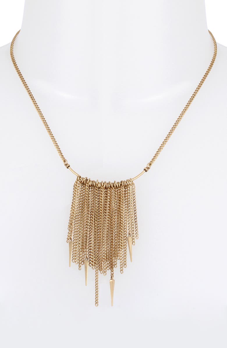 AllSaints Mini Chain Fringe Necklace, Alternate, color,