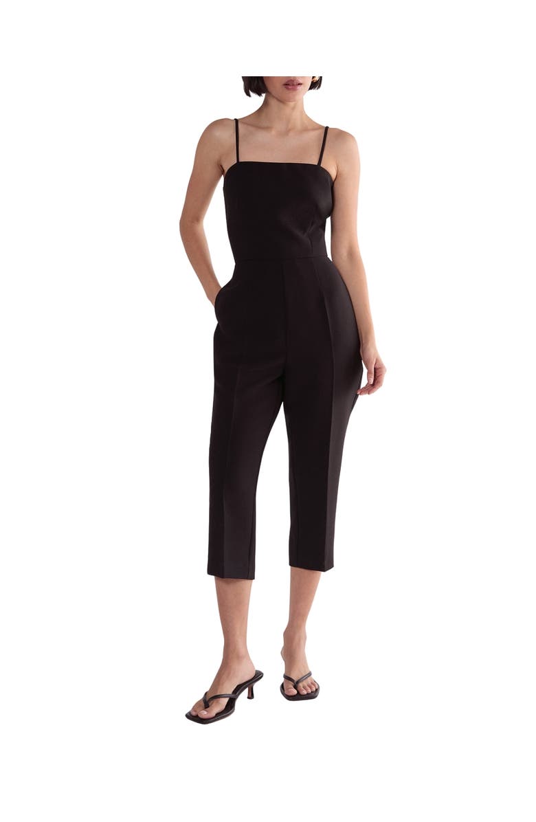 NASTY GAL Tailored Capri Square Neck Playsuit, Alternate, color, Black