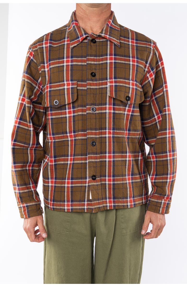 ARIKO Bucky Flannel Over Shirt, Alternate, color, Brown / Orange
