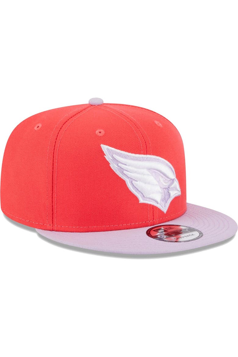Men's New Era Red/Lavender Arizona Cardinals Two-Tone Color Pack 9FIFTY Snapback Hat, Alternate, color, Red