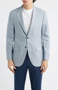 Peter Millar Hartford Classic Fit Light Blue Glen Check Linen & Wool Blend Sport Coat