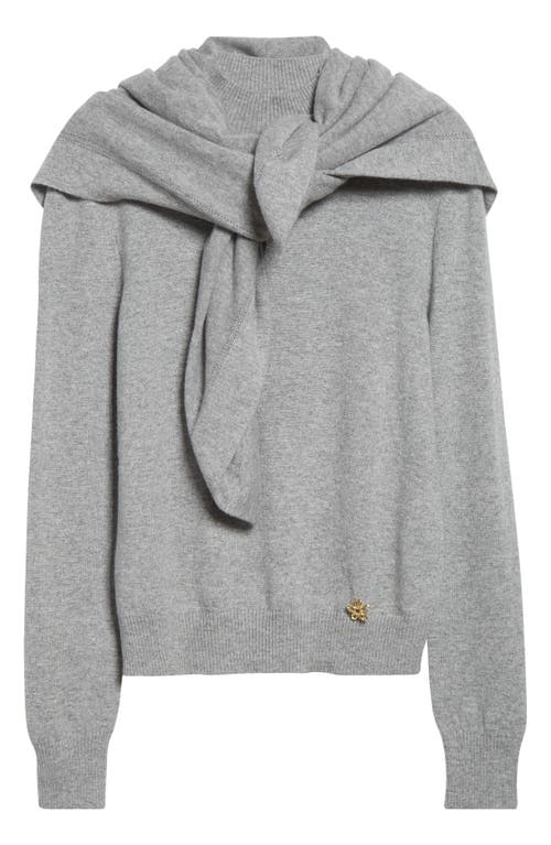 Oscar De La Renta Cashmere Sweater With Removable Scarf In Gray