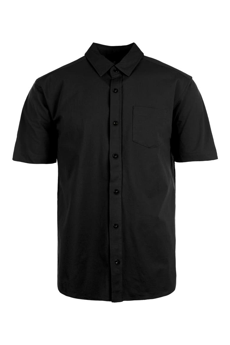 Short Sleeve Button-Up Shirt, Main, color, BLACK