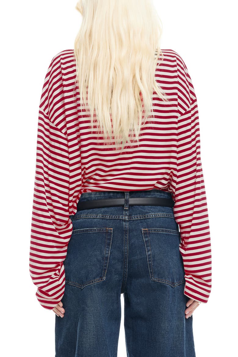 Bloom Stripe Top, Alternate, color, WINE STRIPE