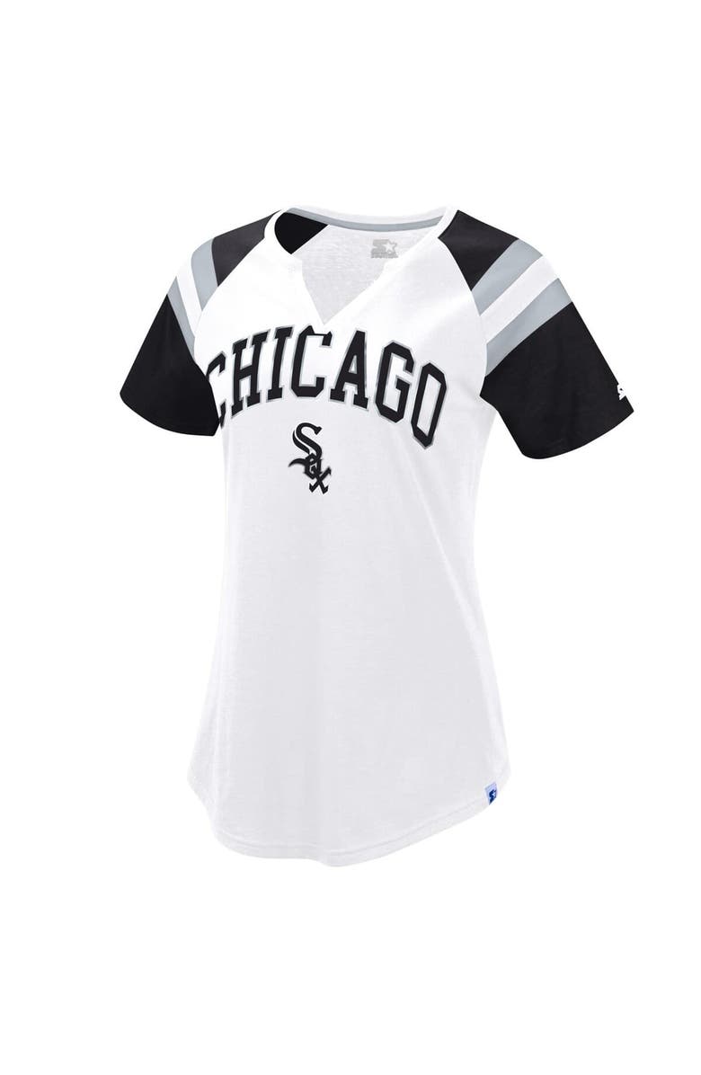STARTER Women's Starter White/Black Chicago White Sox Game On Notch Neck Raglan T-Shirt, Main, color, 