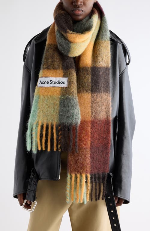 Acne Studios Women Multicolor Scarf With Check Motif And Logo Patch In Alpaca And Wool Blend Woman