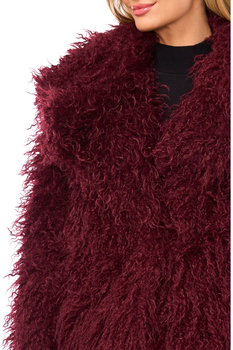 Faux Fur Jacket, Alternate, color, BURGUNDY