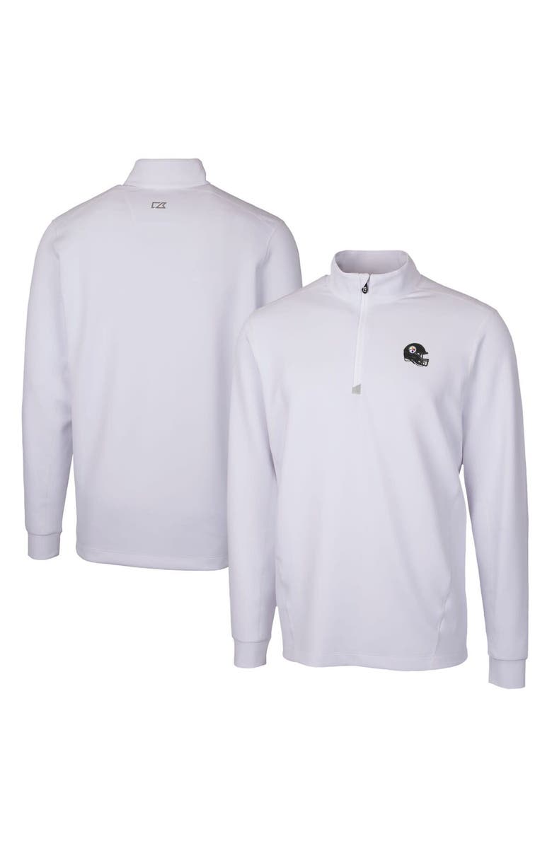 Cutter & Buck Men's Cutter & Buck  White Pittsburgh Steelers Helmet Traverse Stretch Quarter-Zip Pullover Top, Main, color, 