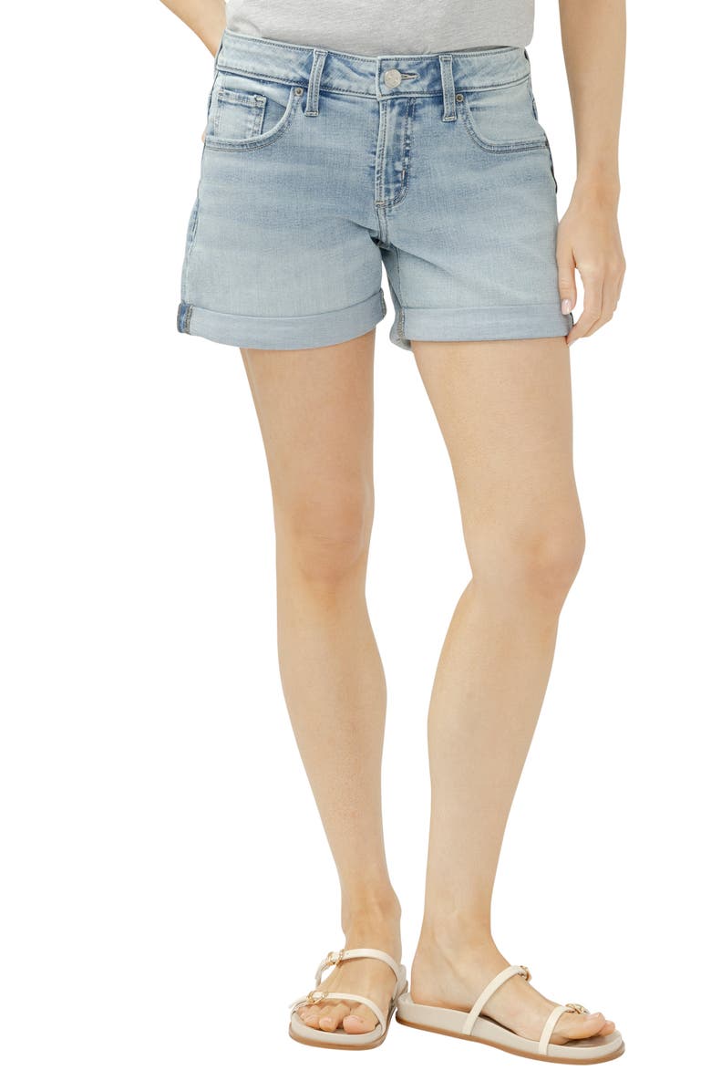 Silver Jeans Co. Mid Rise Denim Boyfriend Shorts, Main, color, Boogie
