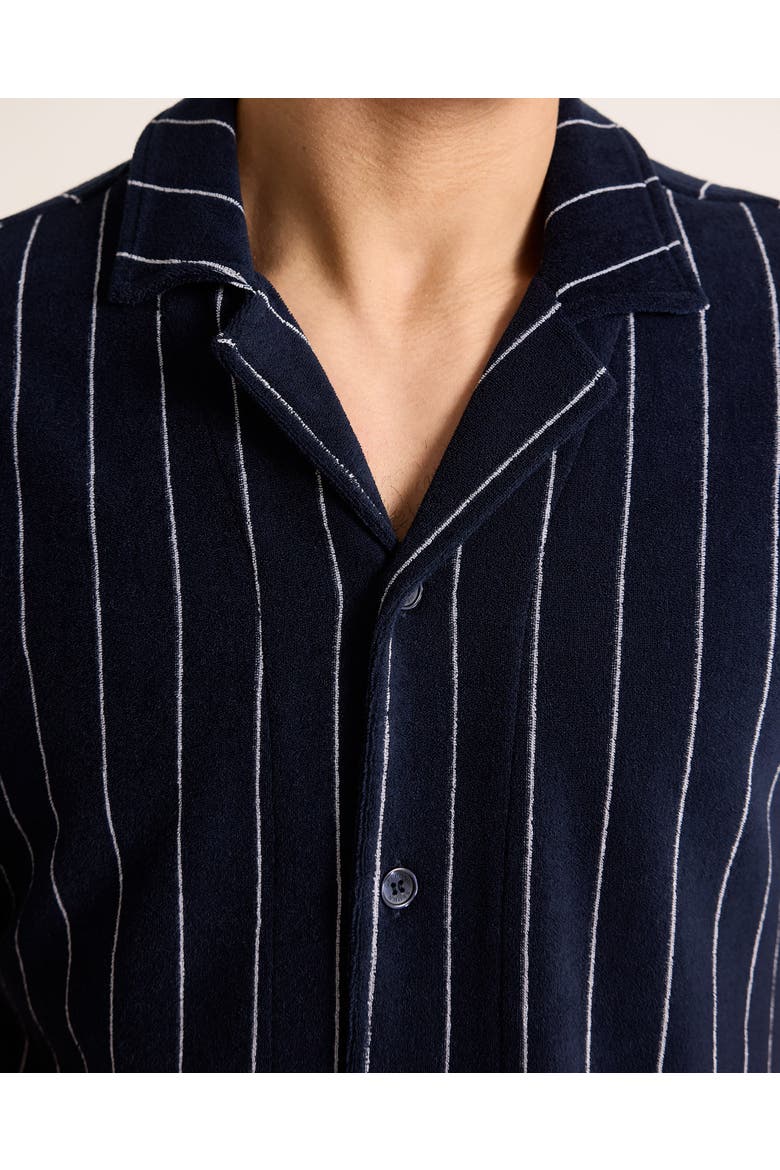 Hawkin Towelling Relaxed Fit Towelling Stripe Shirt, Alternate, color, NIGHT IRIS/WHITE SAND