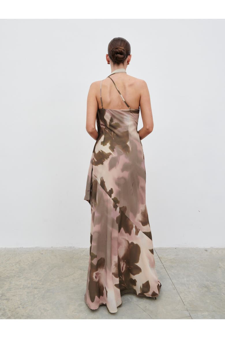 Sheree One Shoulder Sash Maxi Dress, Alternate, color, Netural Watercolour Floral