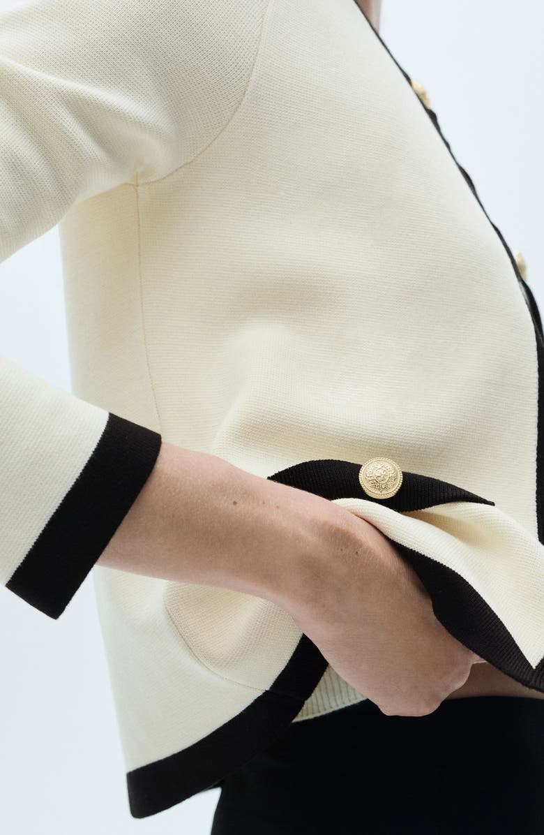 MANGO Contrast Trim Cardigan, Alternate, color,