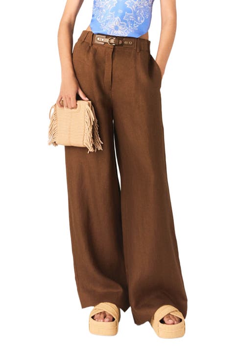 Linen-blend trousers