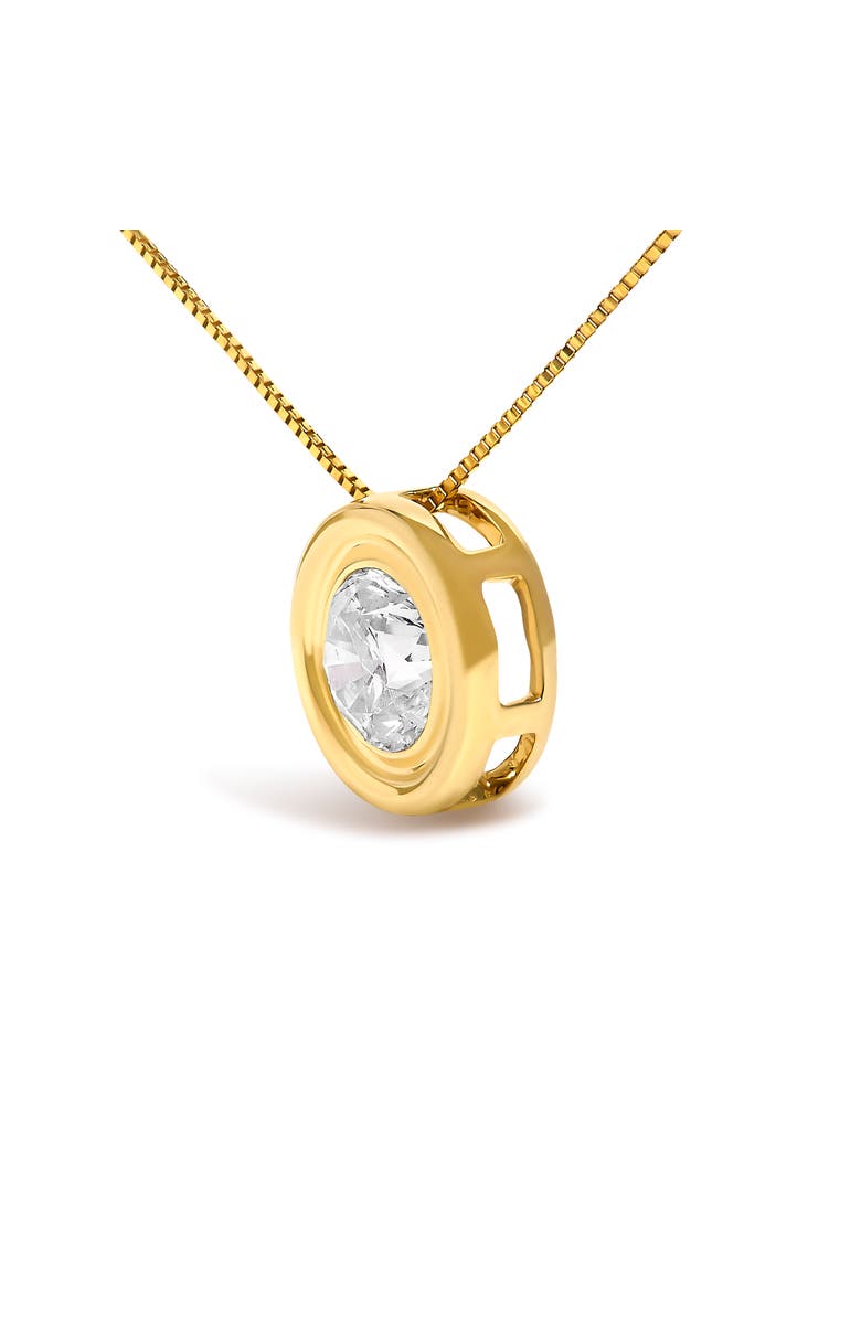 Haus of Brilliance 14K Yellow Gold 1 3/8 Cttw Bezel Set Round Diamond Solitaire Pendant Necklace, Alternate, color, Yellow