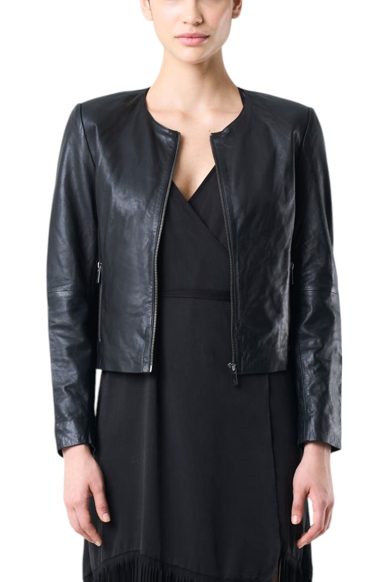 Denver Leather Jacket, Main, color, Black