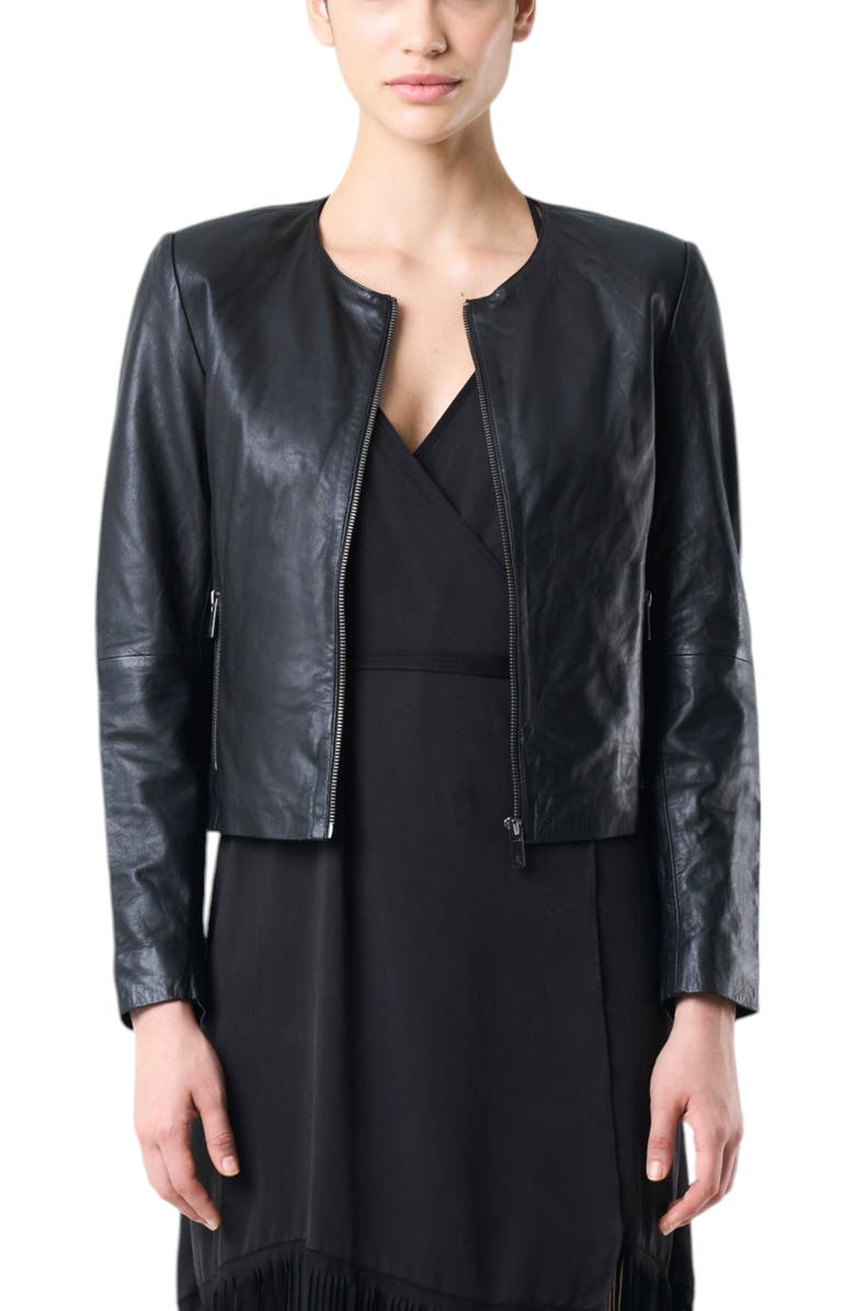 Velez Rider leather jacket for women, Main, color, Black