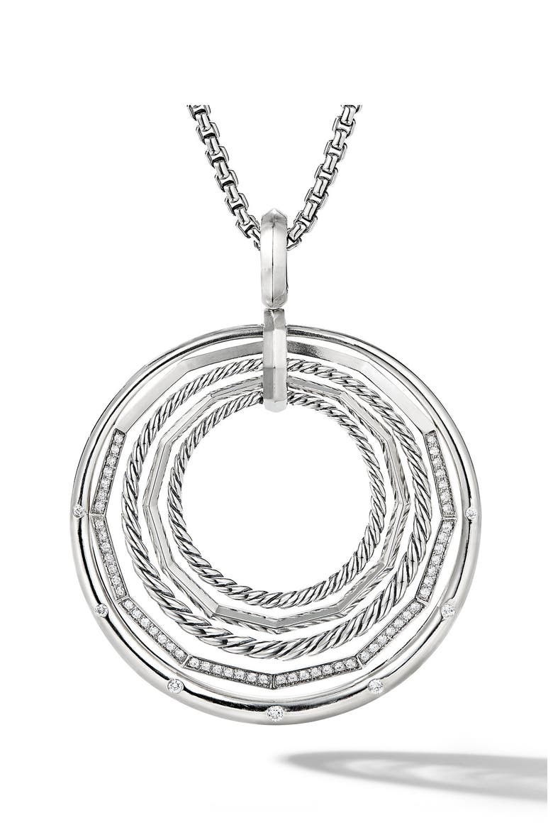 Stax Large Pendant Necklace with Diamonds, Alternate, color, SILVER