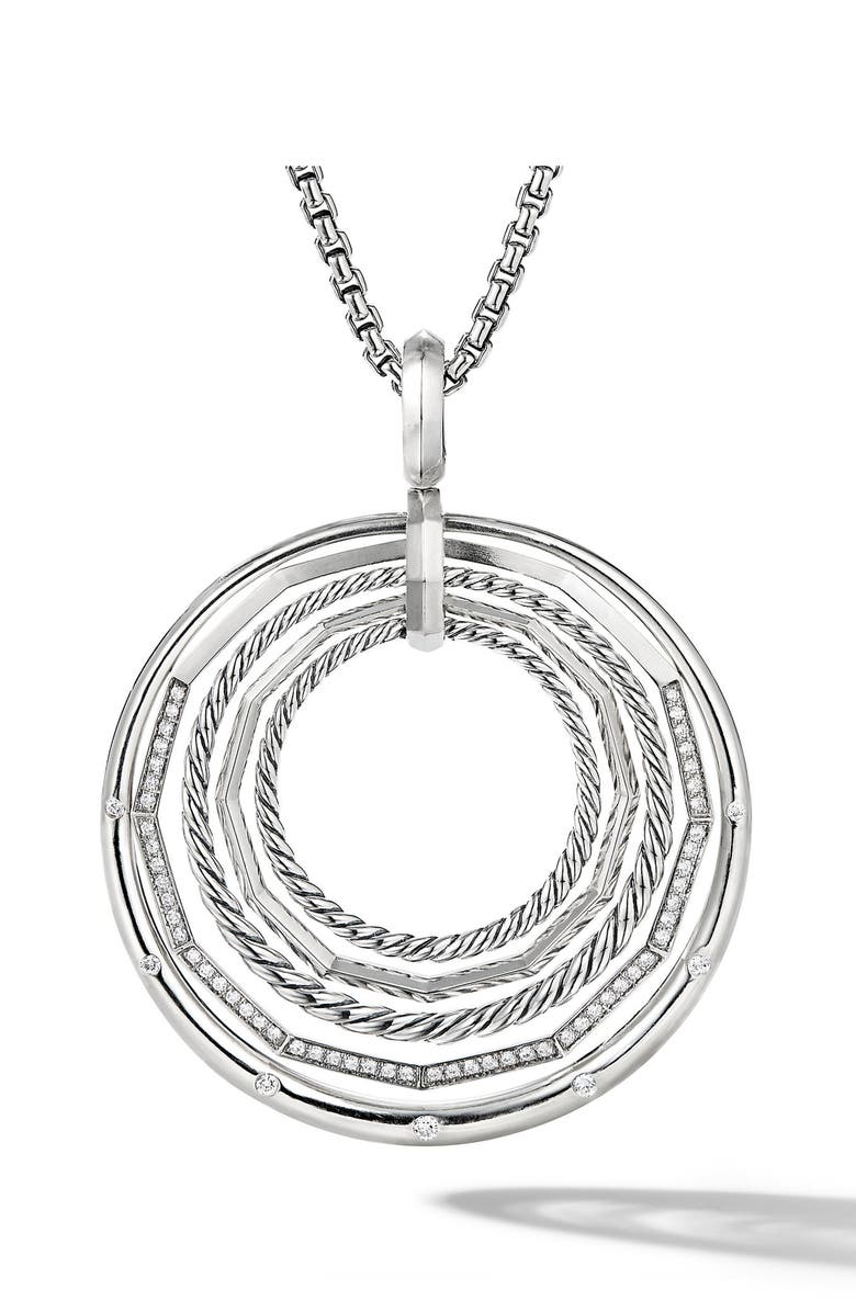 David Yurman Stax Large Pendant Necklace with Diamonds, Alternate, color,