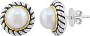 EFFY Two-Tone Freshwater Pearl Stud Earrings